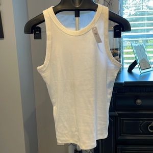 White gap ribbed tank top